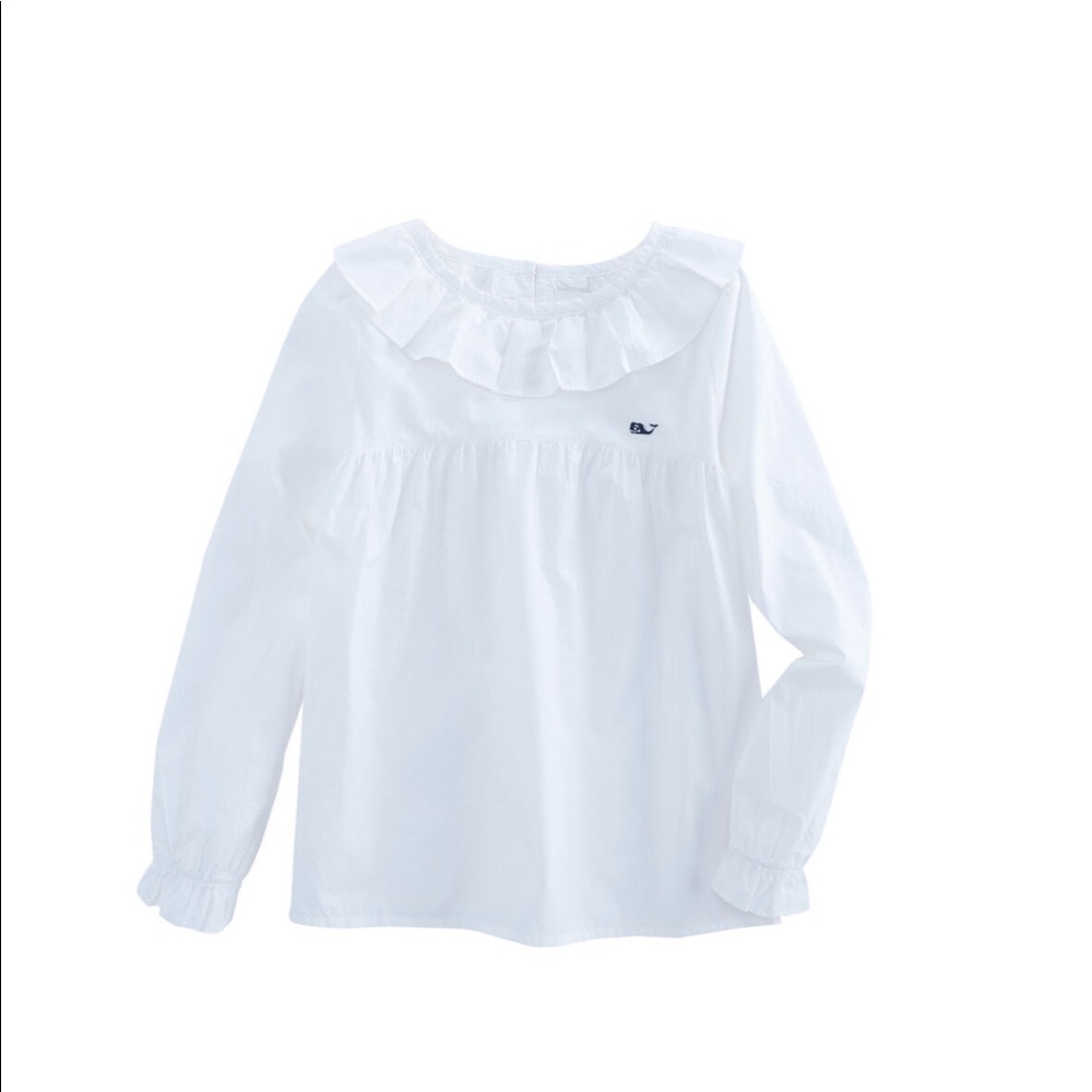 Vineyard Vines Girls Ruffle Top/Whale Knit Leggings Size L (14)